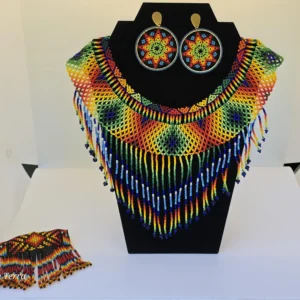 Collar y aretes atrapasueños artesanal
