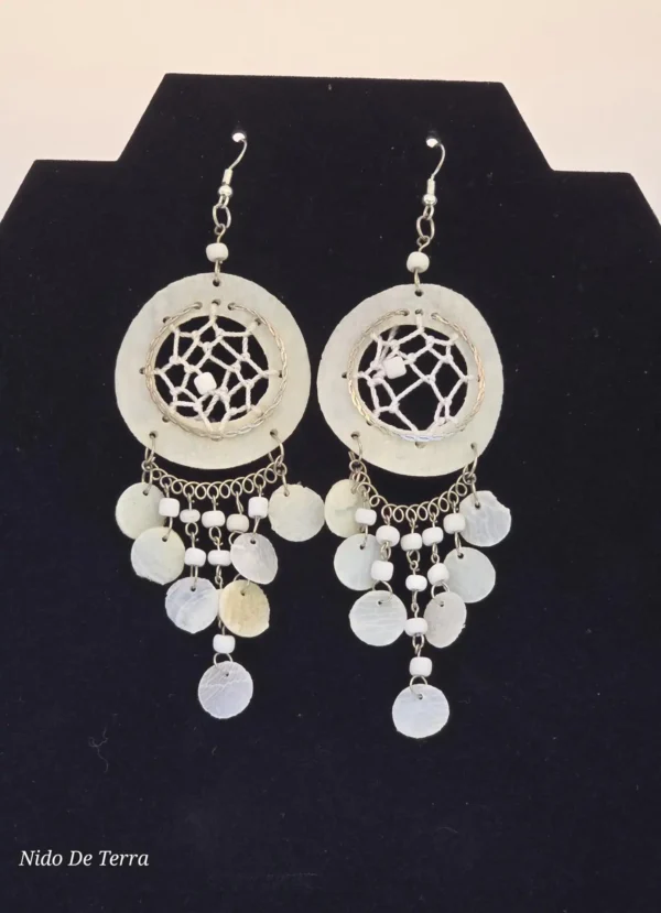 Collar y aretes de chaquira en tonos verde y morado - Imagen 4
