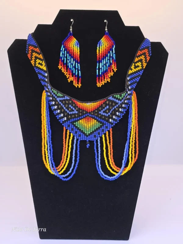 Juego de collar y aretes de cuentas coloridas - Imagen 4