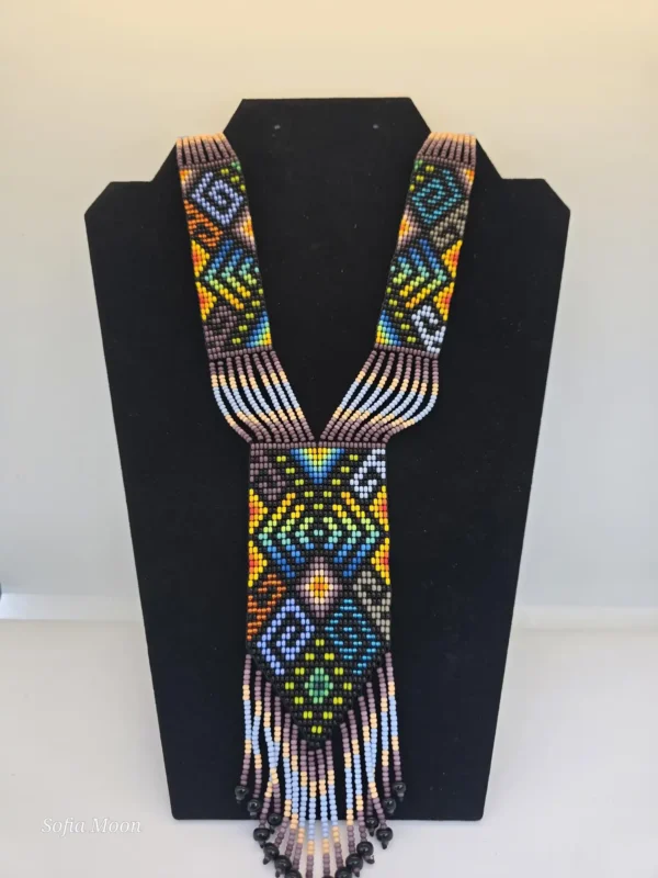 Juego de collar y aretes de cuentas geométricas - Imagen 4