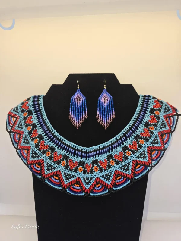 Juego de gargantilla y aretes con diseño floral - Imagen 2