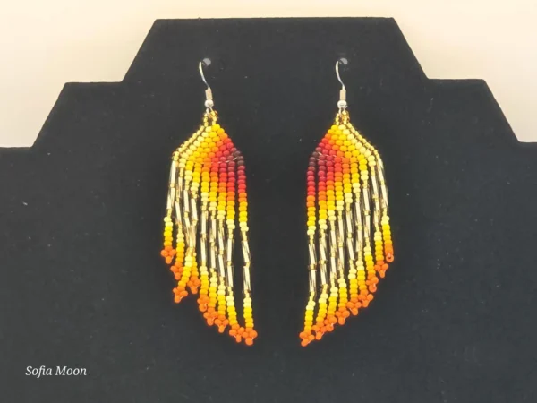 Juego de collar con flor amarilla grande y aretes de cuentas - Imagen 3