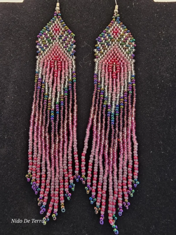 Juego collar de mariposa azul y aretes de cuentas rosas - Imagen 3