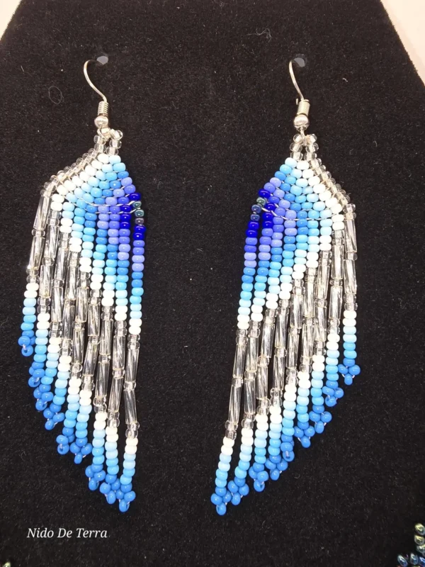 Collar con flor turquesa y aretes de cuentas de flecos azules - Imagen 3